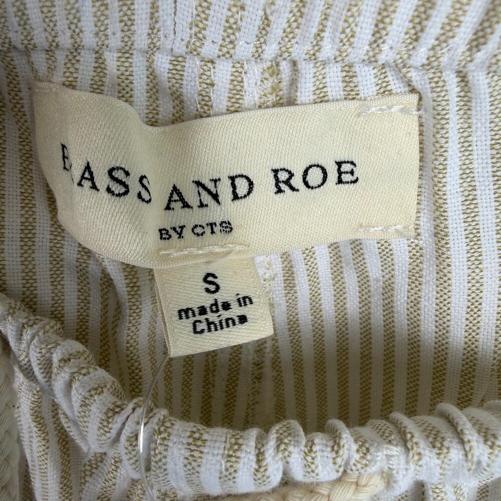 NWT Brass & Roe Wide Leg Pants Womens Size S Tan White Striped Drawstring $52 - Picture 3 of 9